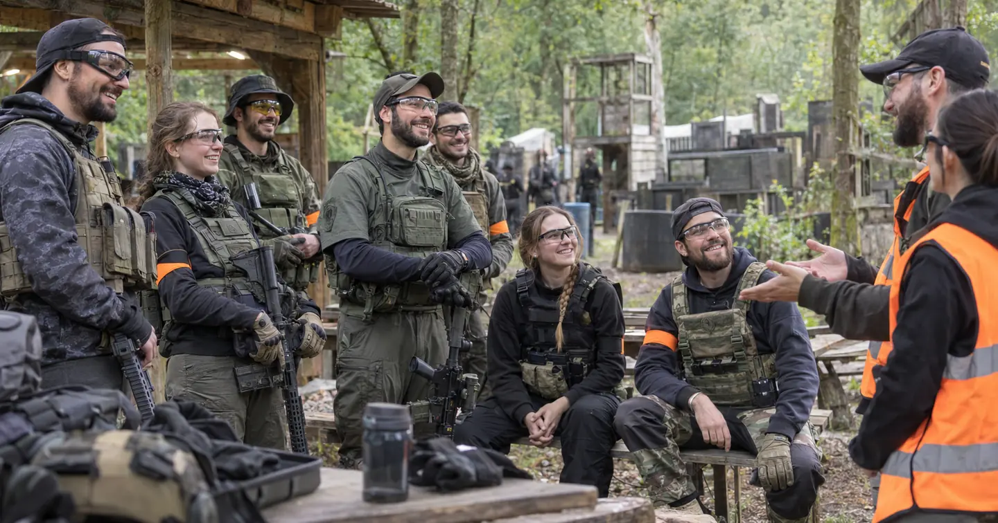 Groupe de joueurs relié à la fiche de son association airsoft, à ses avis et à ses prochaines parties