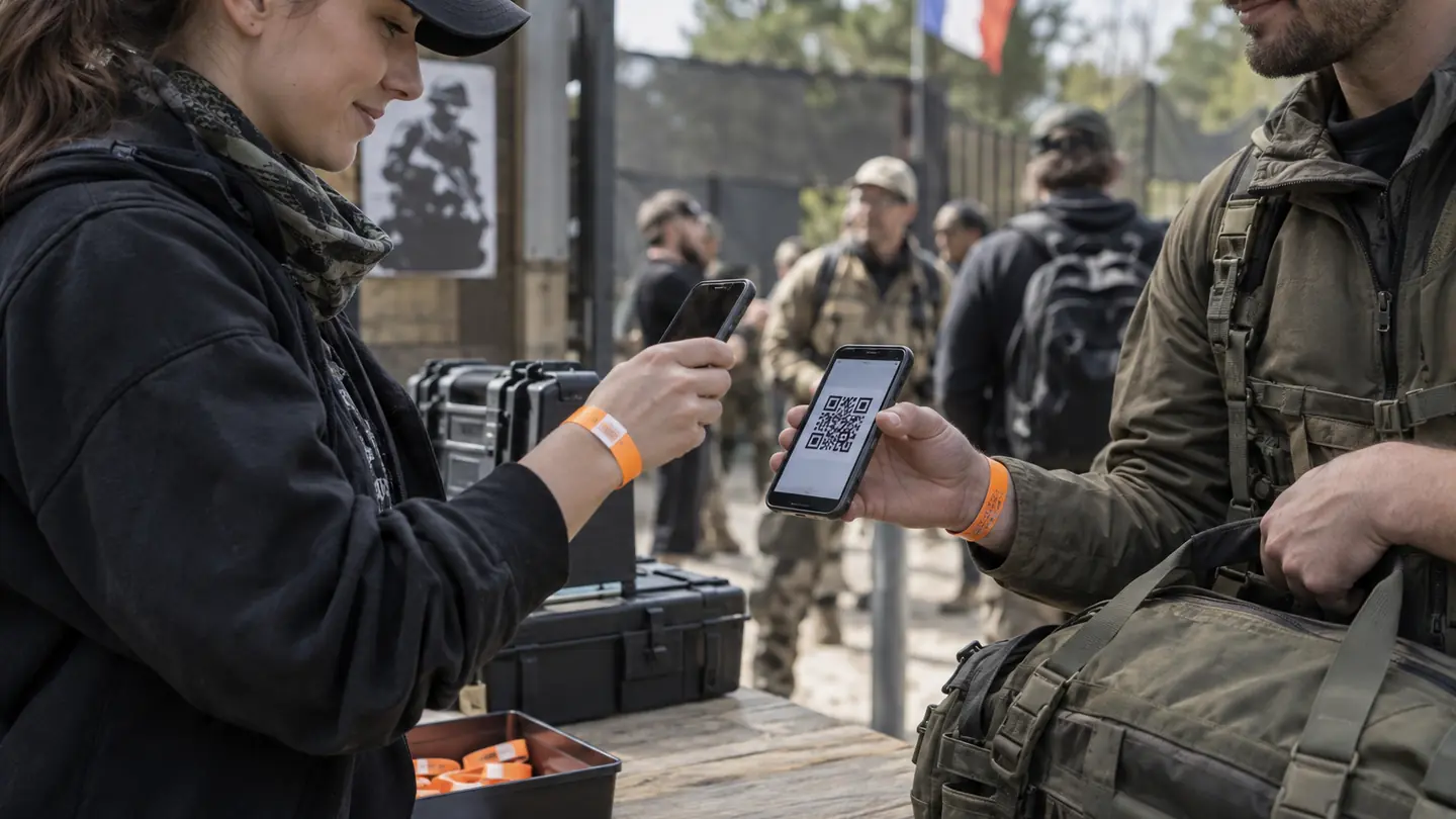 Comparaison entre un check-in manuel confus et un contrôle rapide des billets d’airsoft par QR code