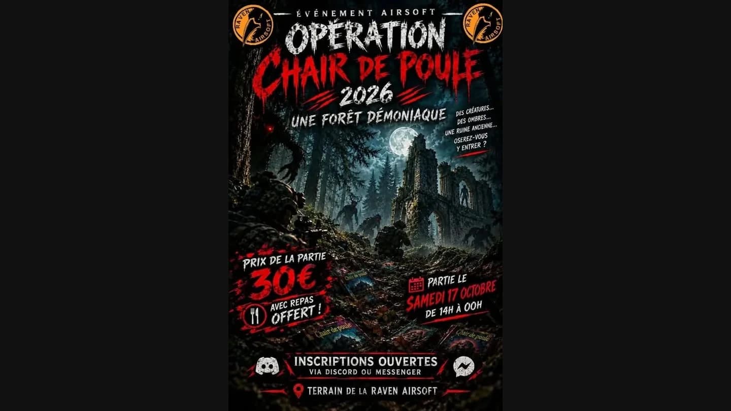Affiche Chair de Poule 2026, OP Halloween de Raven Airsoft