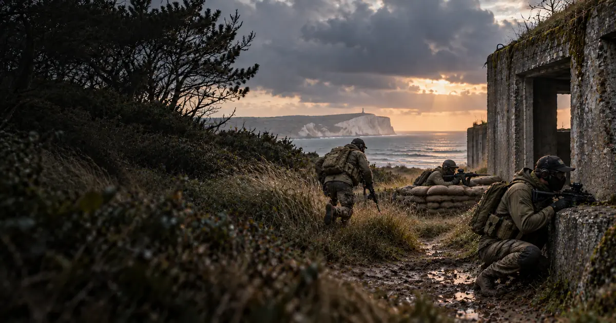Partie d’airsoft dans un bunker côtier du Pas-de-Calais face aux falaises