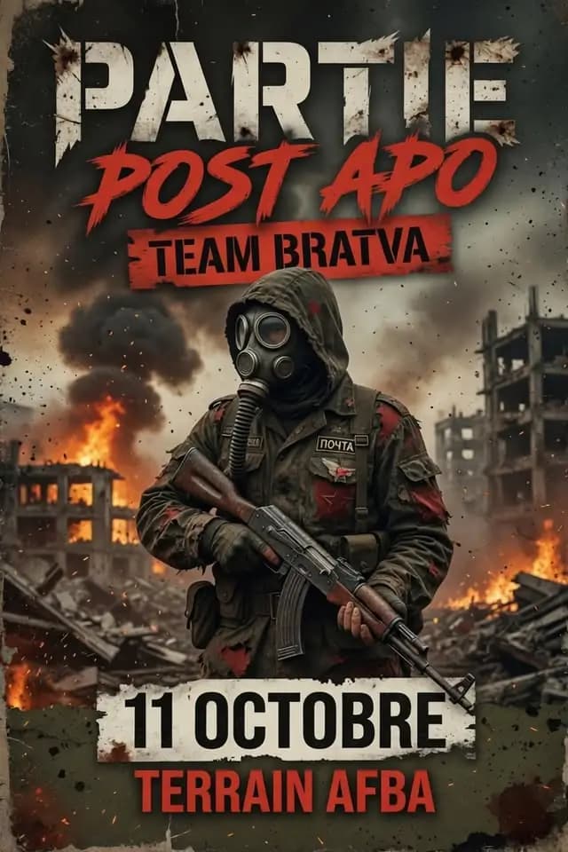 Partie airsoft « Post Apo »TEAMBRATVA. — Open Play à Saint-Sauveur-sur-École